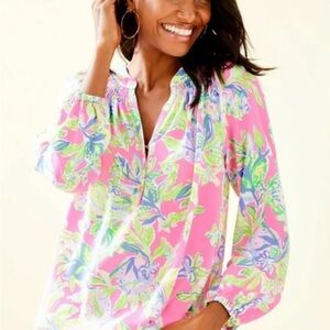 NWT Lilly Pulitzer Silk Elsa Top in Squeeze the Day Size M